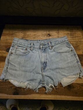 Levi's Light Blue Distressed Denim Cutoff Shorts Size 30